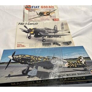 Lot 3 WWII Aircraft Model Kits 1/72 Hasegawa Macchi Corsair Airfix Fiat